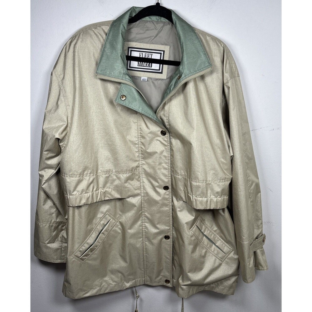 Vintage 90s Fleet Street Metallic Champagne Rain Jacket Anorak Made in Russia L